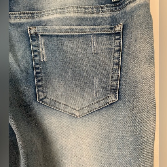 ELITE JEANS 13/14 Mid Rise Blue Denim Distressed Ankle Jeans - Picture 4 of 13